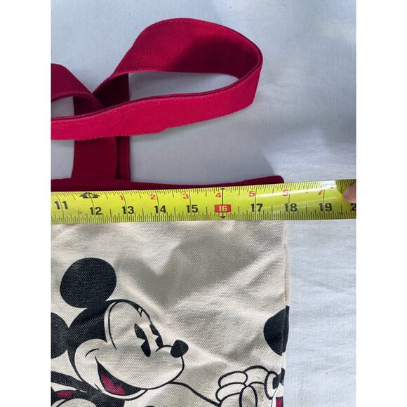 Walt Disney World Classic Mickey Running Cream  Red Canvas Tote Bag 100% Cotton - Picture 8 of 10